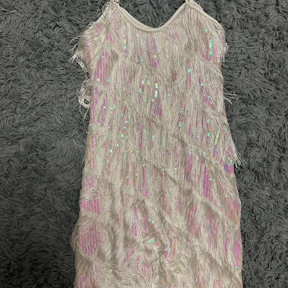 Sparkling White and Pink Kids Dress